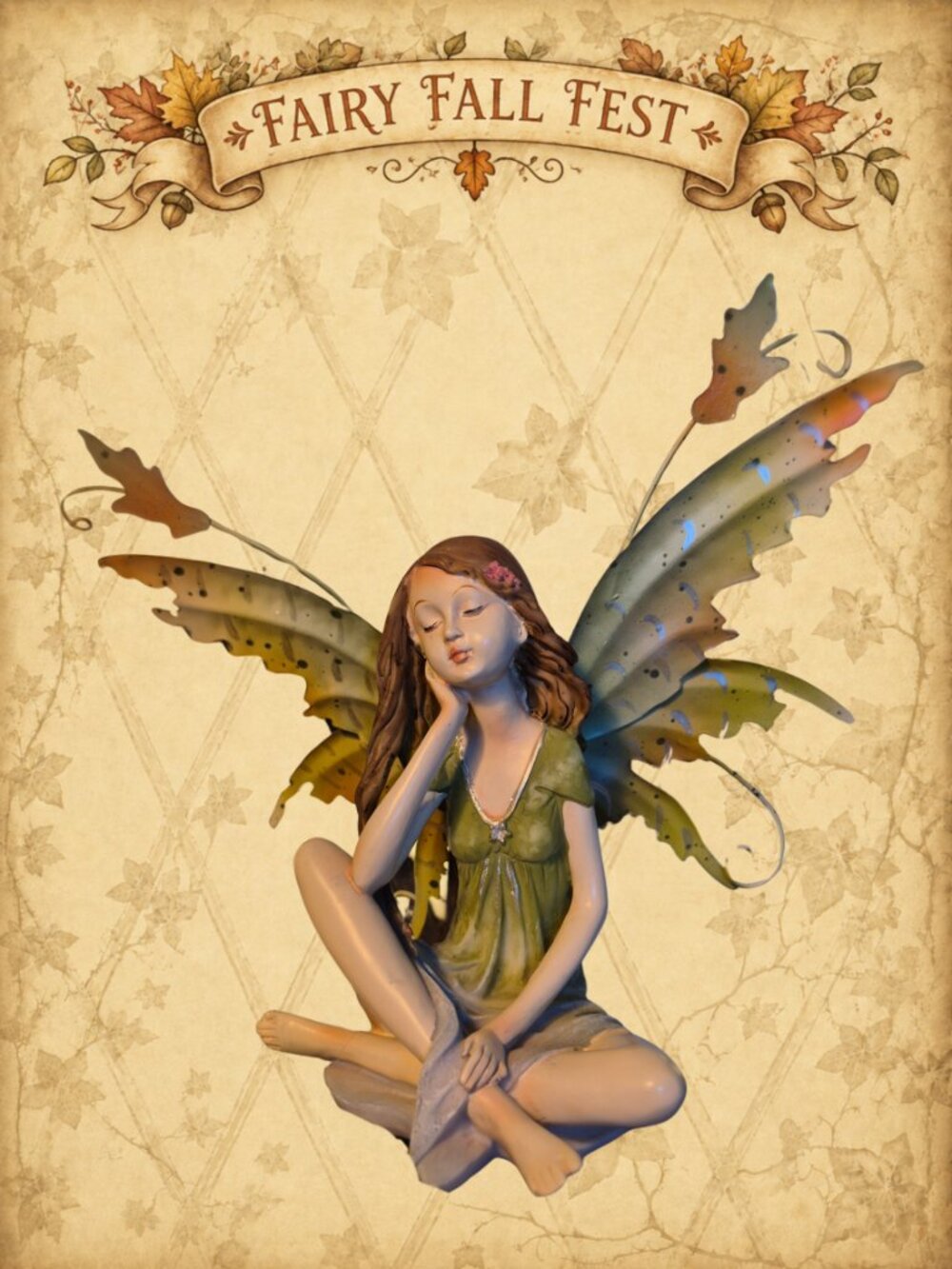 Gather Rings ππ§ββοΈ Vintage ENESCO Green & Golden Yellow Fairy Figurine